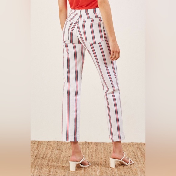 Reformation Roper Jeans in Red, White, Blue Grenada Stripes | Crop Denim | Sz 26 - Picture 4 of 14